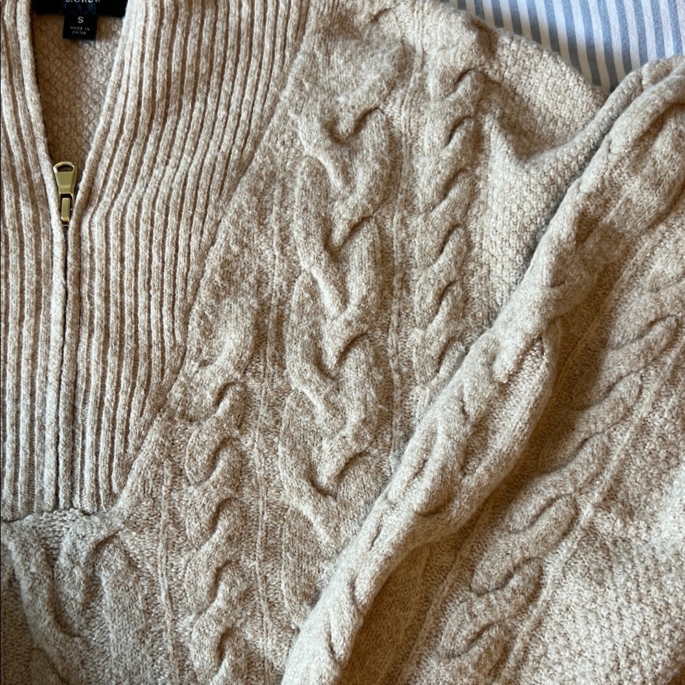 J. Crew Women's Tan Cable Knit Sweater - Picture 3 of 5